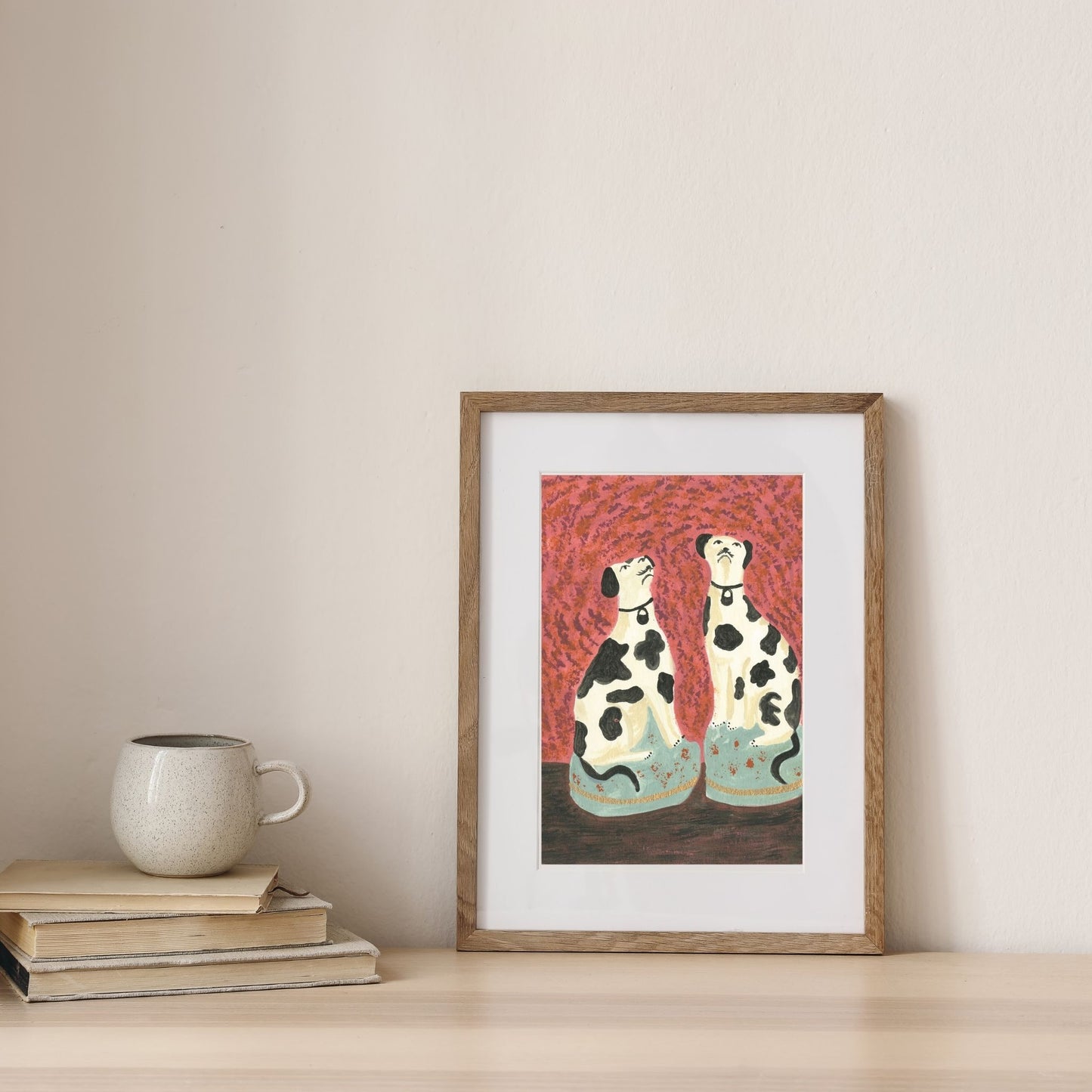 Staffordshire Dalmatian Dog Art Print – Fine Art Giclée Print by Melanie Lewis | Folk-Inspired British Home Decor