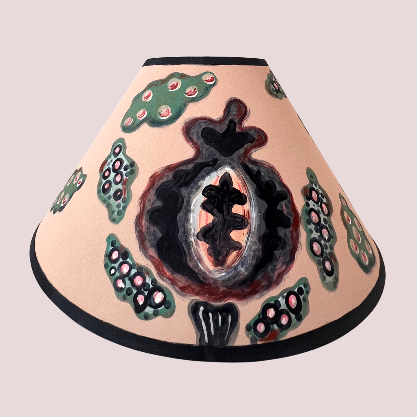 Large Hand-Painted Thistle Lampshade – Botanical Study in Moss & Ink