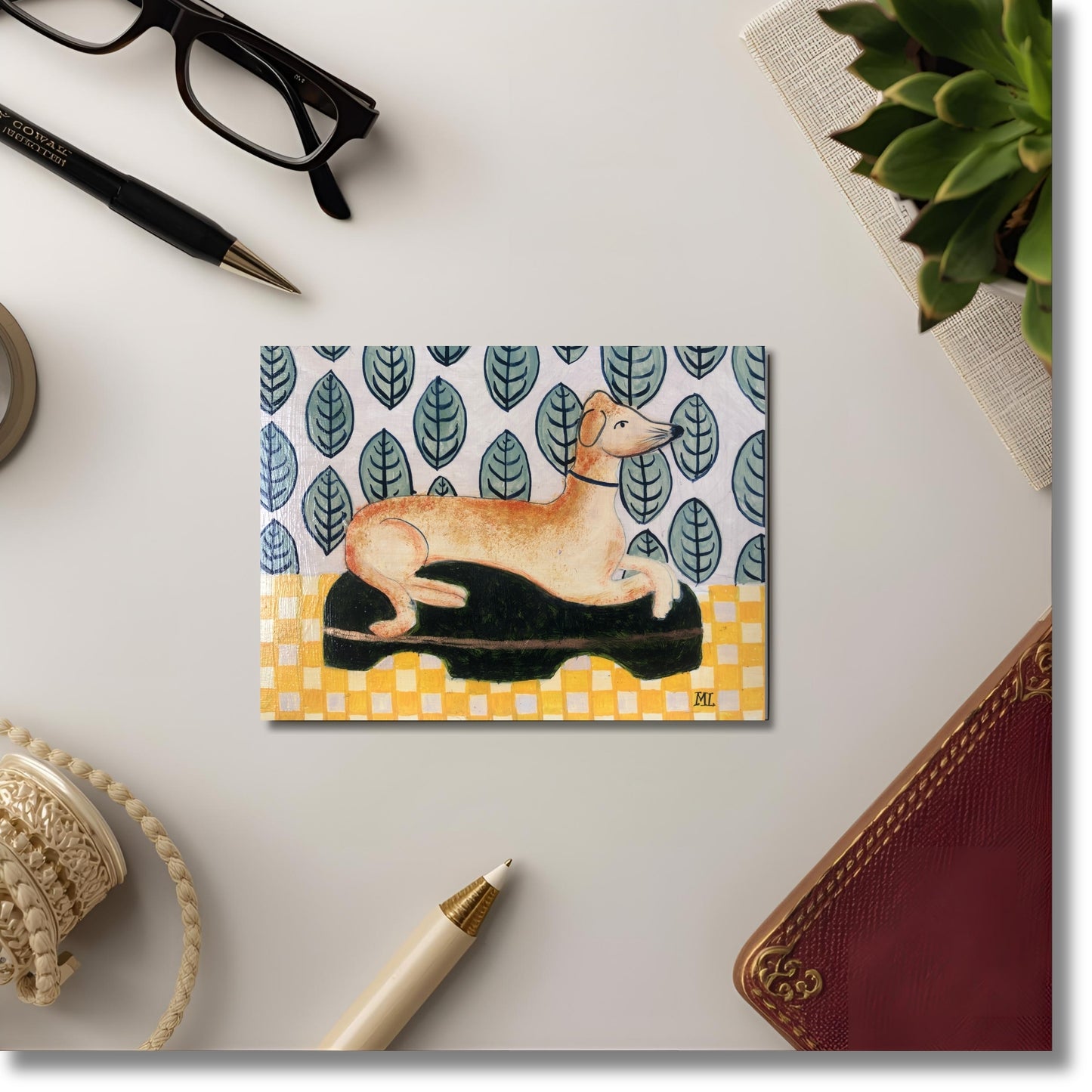 Staffordshire Figure of a Greyhound, Greeting Card - blank inside