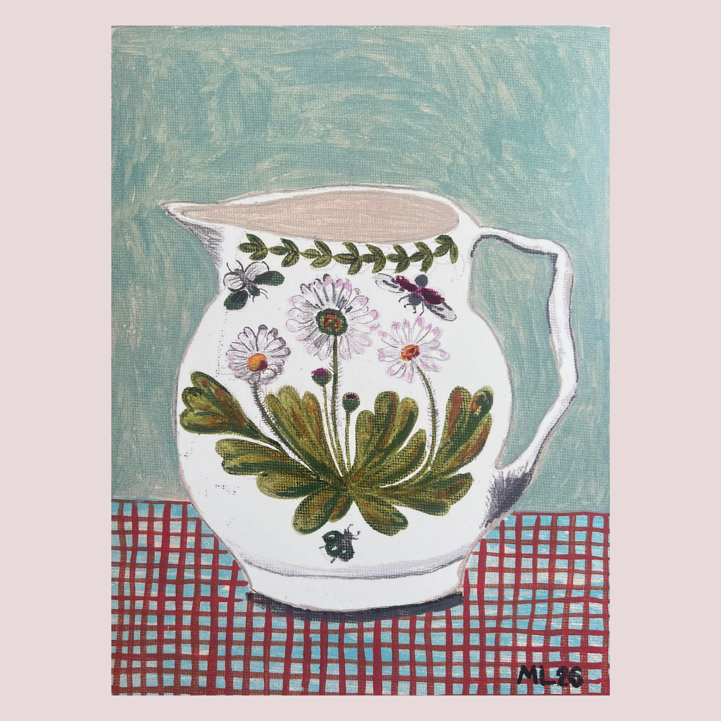 Portmeirion Daisies Jug Painting - A4 Fine Art Print