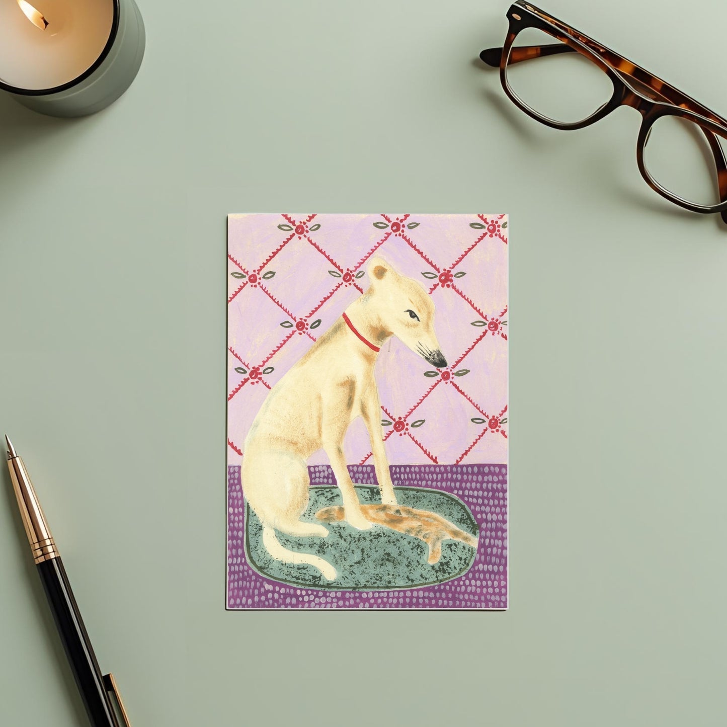Staffordshire Whippet Greeting Card - blank inside
