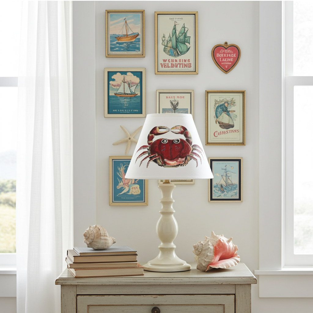 Hand Painted Lampshade - One-off Crab decorative shade