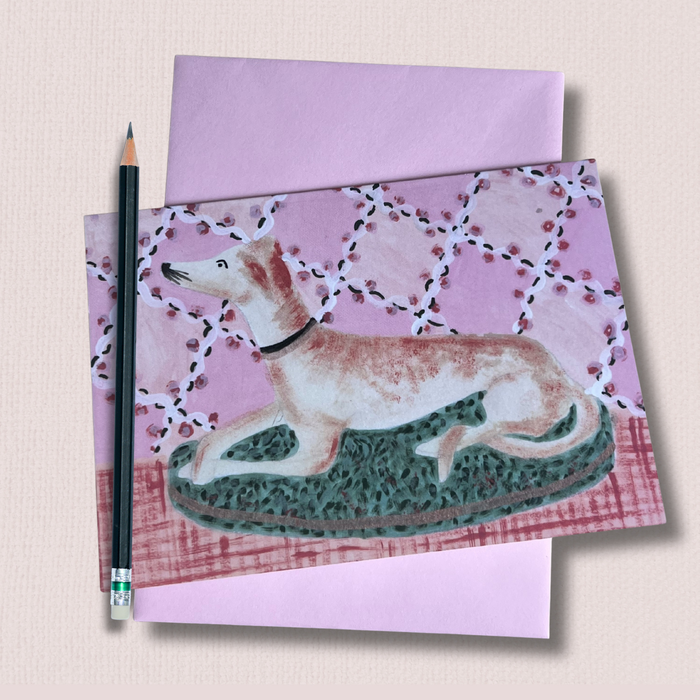 Gertrude the Greyhound Greeting Card - blank inside