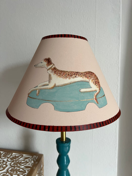 Unique Hand Painted Lampshade - Staffordshire Greyhound  (a matching pair available, this listing is for ONE shade only)