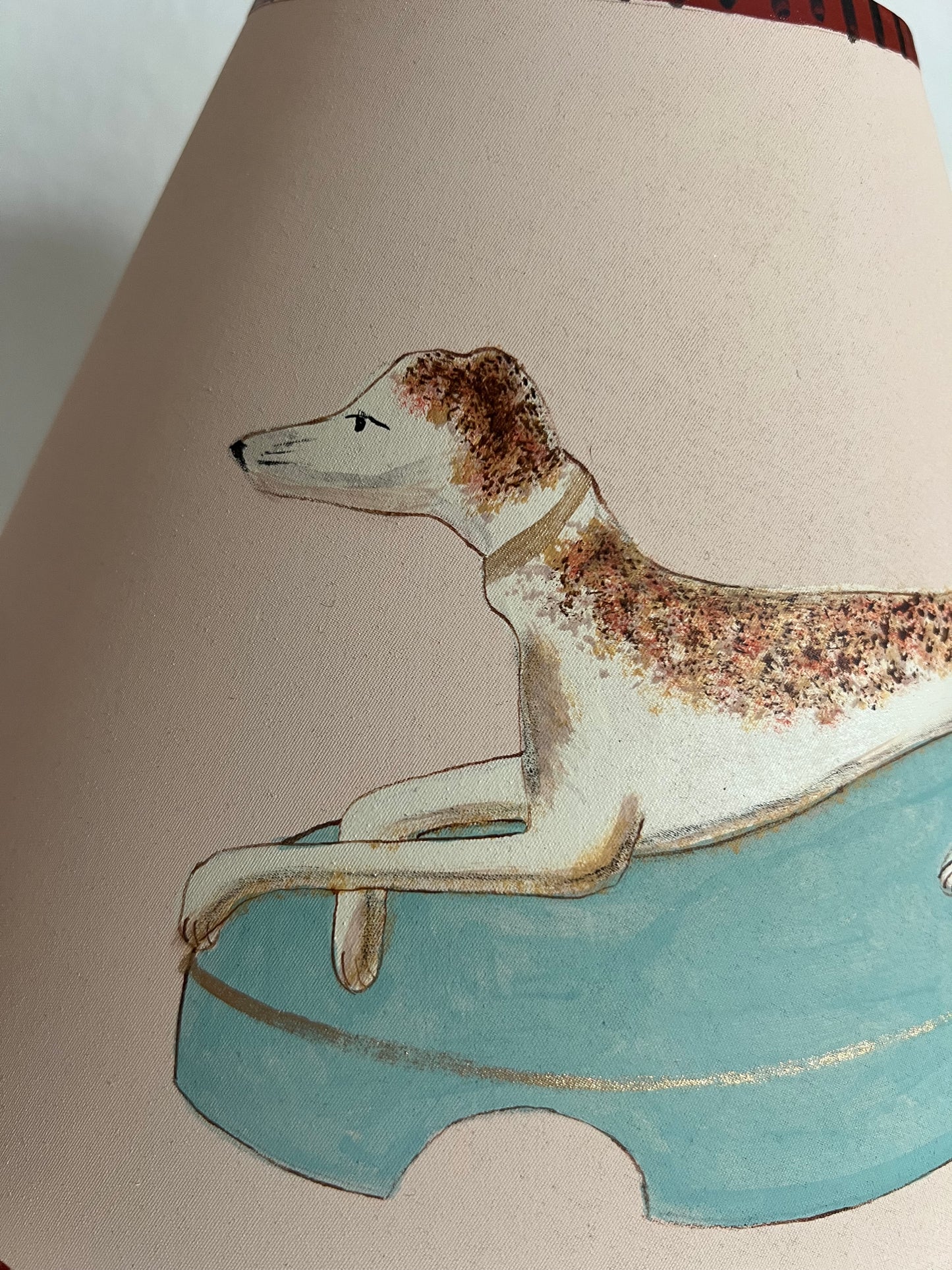 Unique Hand Painted Lampshade - Staffordshire Greyhound  (a matching pair available, this listing is for ONE shade only)