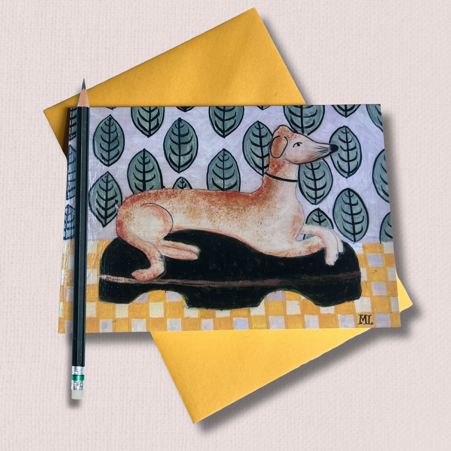 Staffordshire Figure of a Greyhound, Greeting Card - blank inside