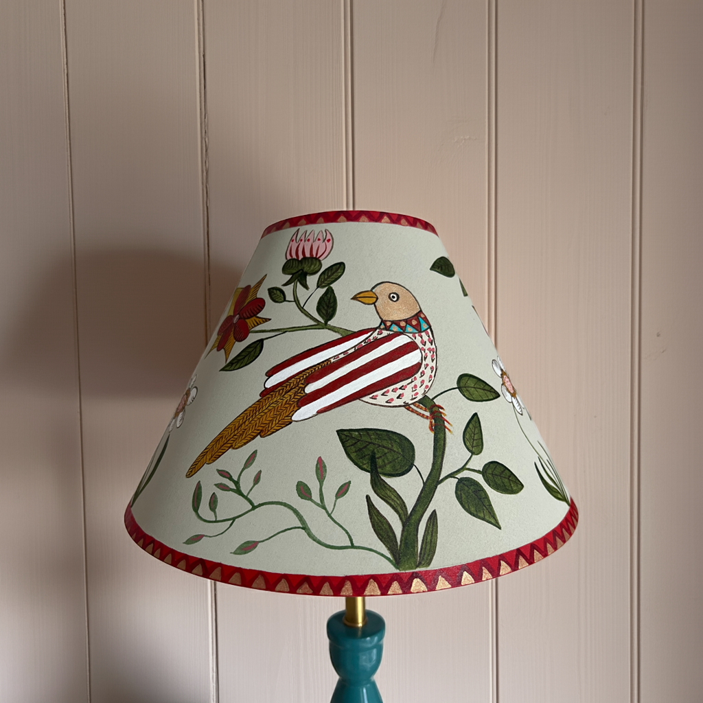 Folk Art Bird Hand Painted Lampshade