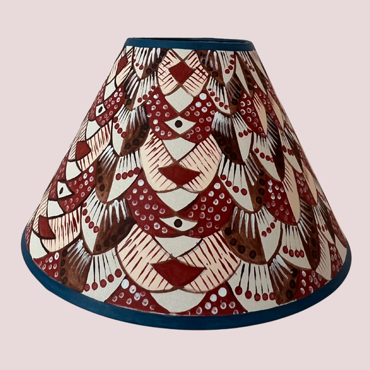 Hand-Painted Patterned Lampshade – One-Off Folk Art Design in Earthy Tones