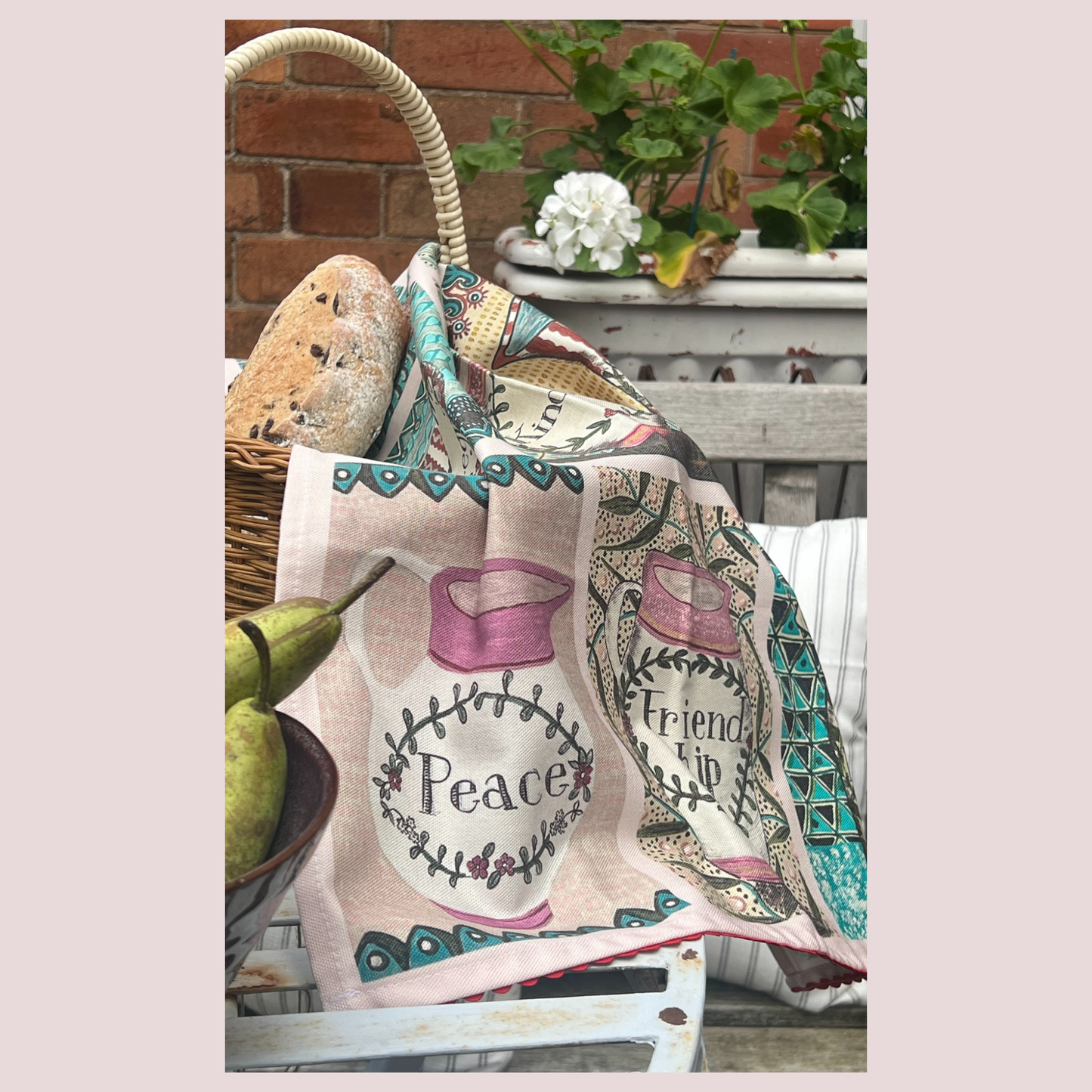 Personal Values Tea Towel with Ric Rac Trim