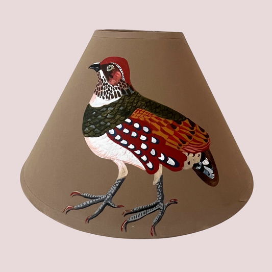 Hand-Painted Partridge Lampshade – One-Off Natural History Folk Art Design