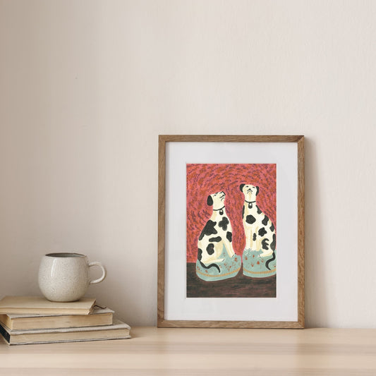 Staffordshire Dalmatian Dog Art Print – Fine Art Giclée Print by Melanie Lewis | Folk-Inspired British Home Decor