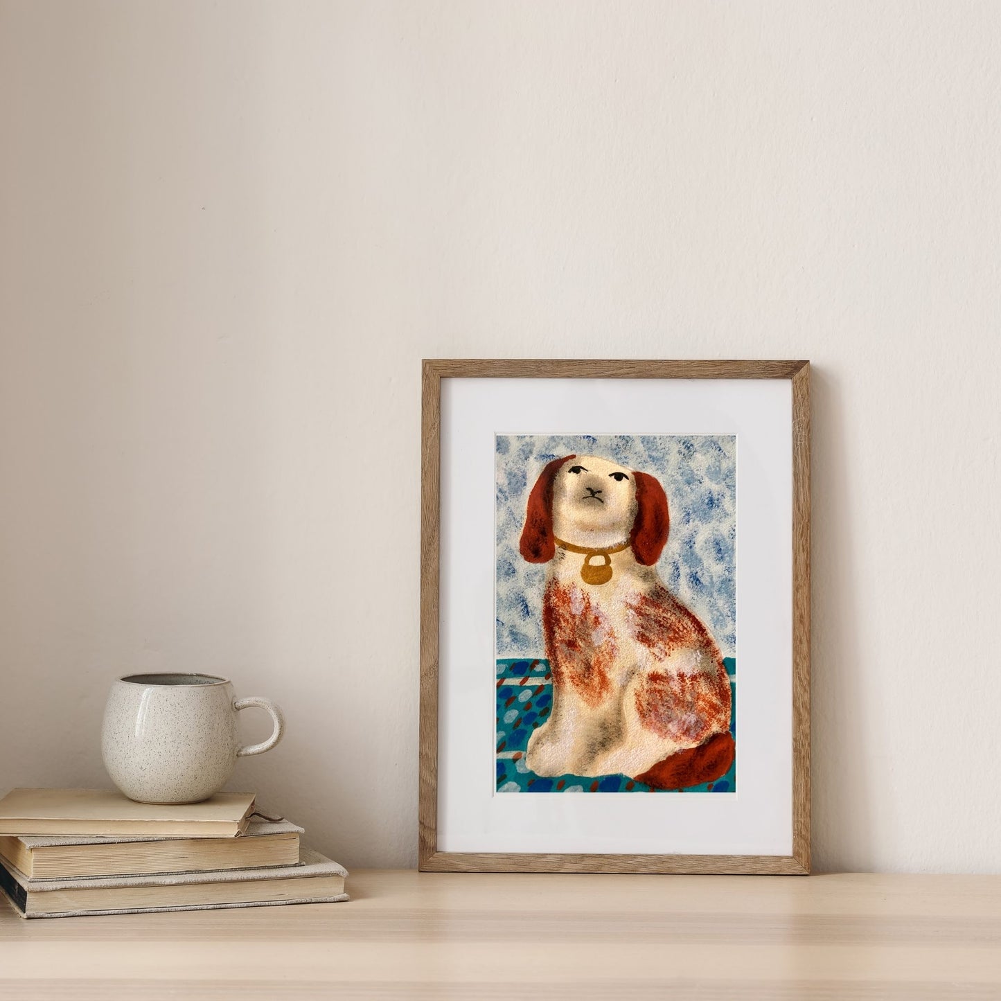 Percival the Blue Spaniel – Fine Art Giclee Print Inspired by Staffordshire Pottery