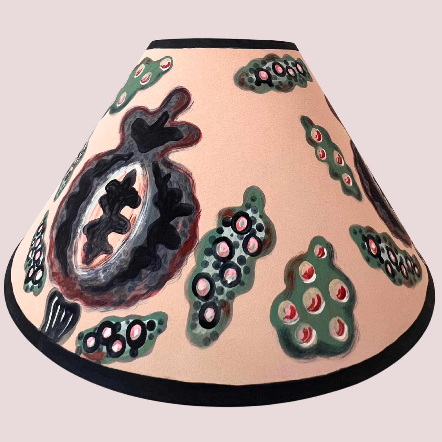 Large Hand-Painted Thistle Lampshade – Botanical Study in Moss & Ink