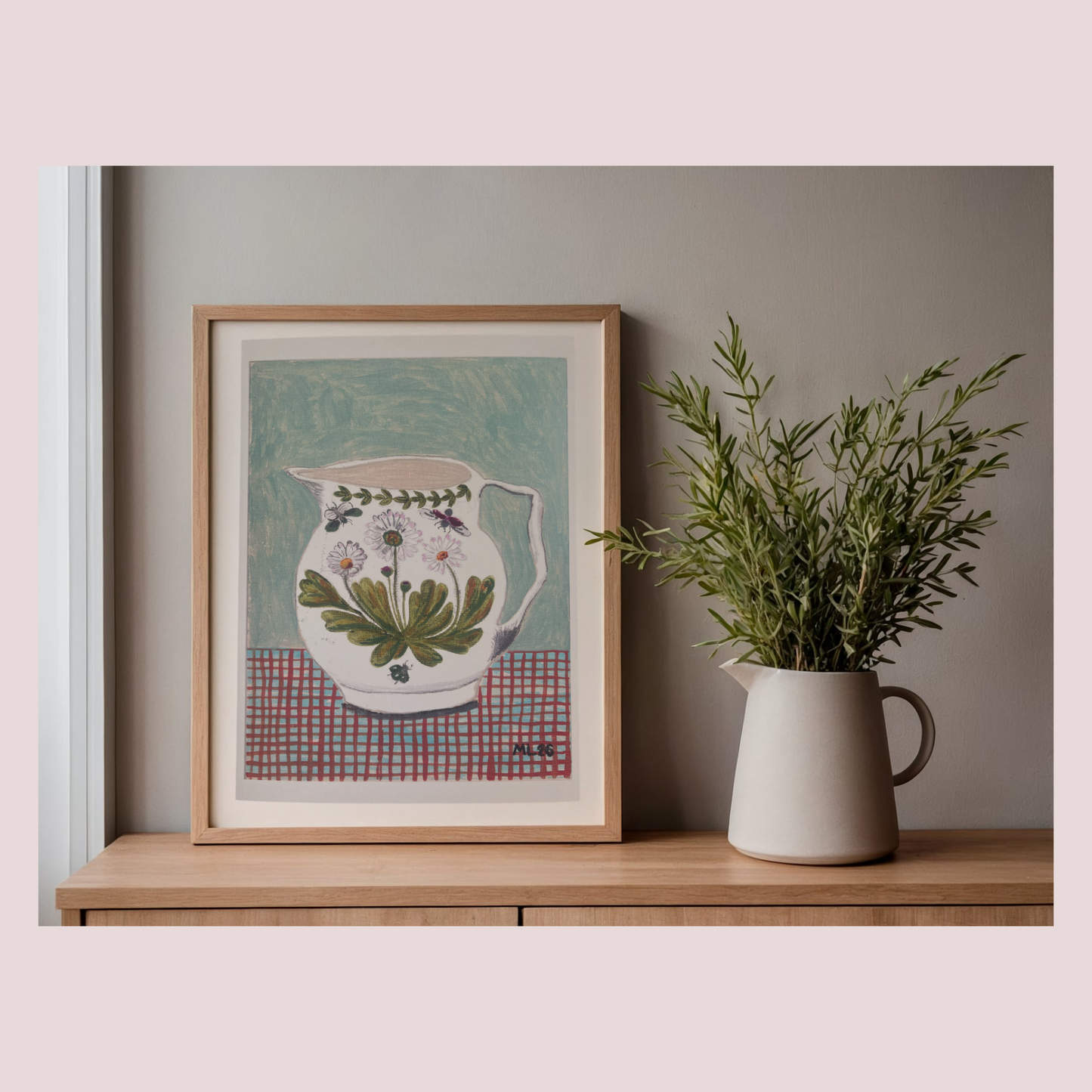 Portmeirion Daisies Jug Painting - A4 Fine Art Print