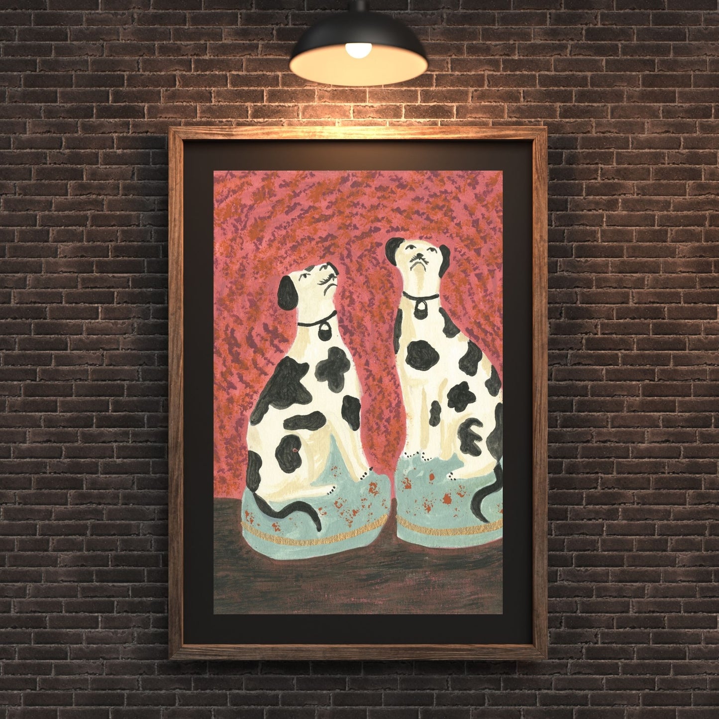 Staffordshire Dalmatian Dog Art Print – Fine Art Giclée Print by Melanie Lewis | Folk-Inspired British Home Decor