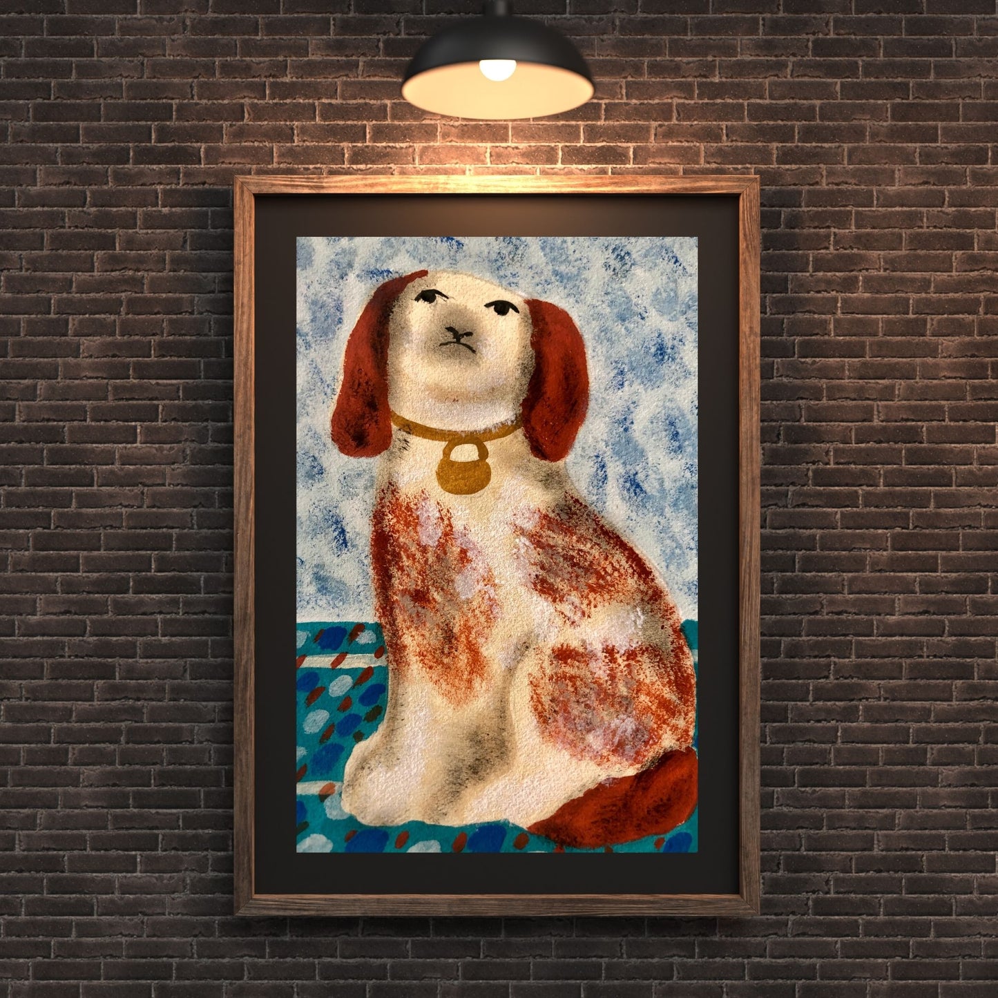 Percival the Blue Spaniel – Fine Art Giclee Print Inspired by Staffordshire Pottery