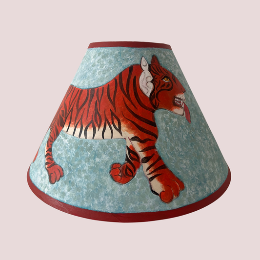 hand painted indian tiger lampshade by Melanie Lewis