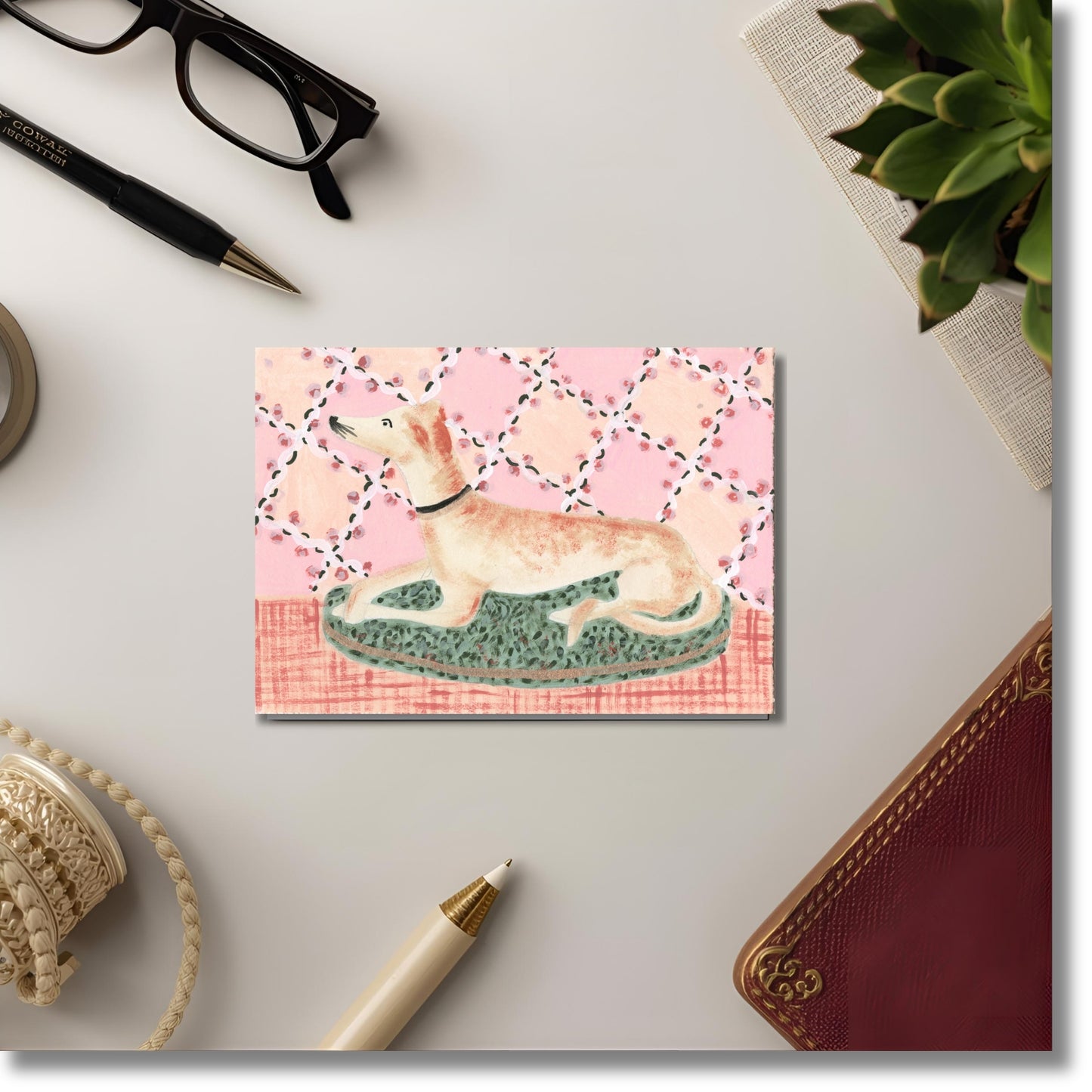 Gertrude the Greyhound Greeting Card - blank inside