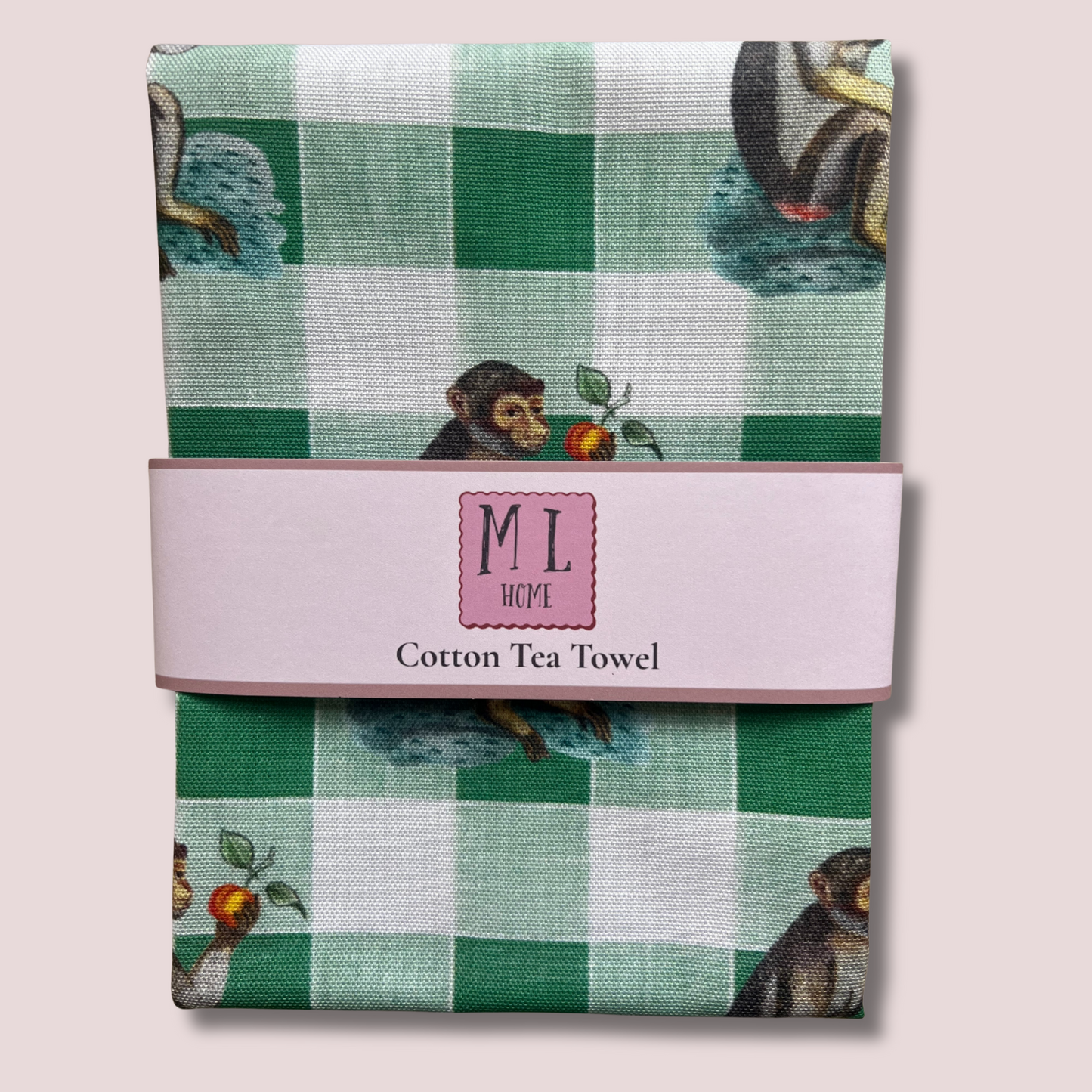 Gingham Monkey Tea Towel