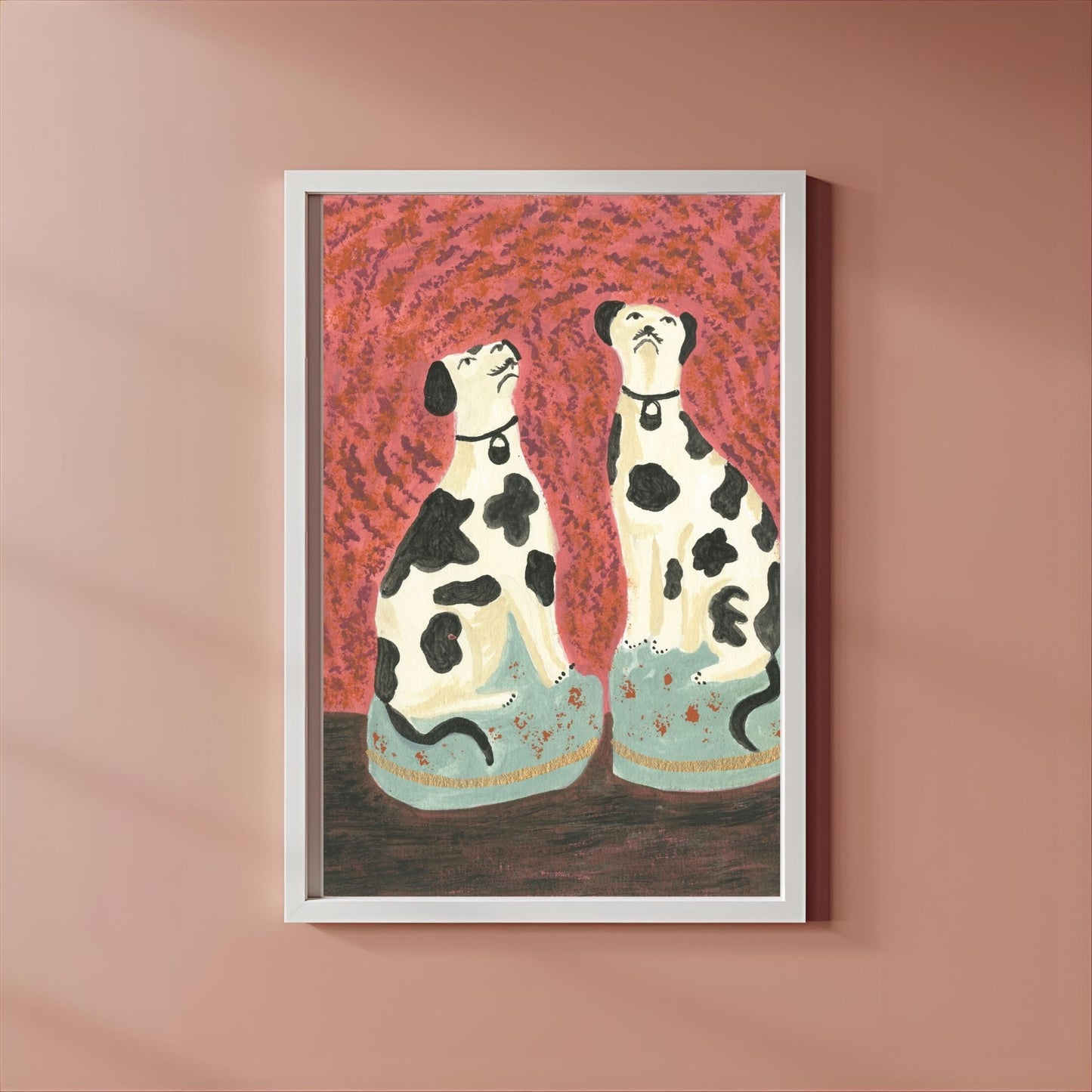 Staffordshire Dalmatian Dog Art Print – Fine Art Giclée Print by Melanie Lewis | Folk-Inspired British Home Decor