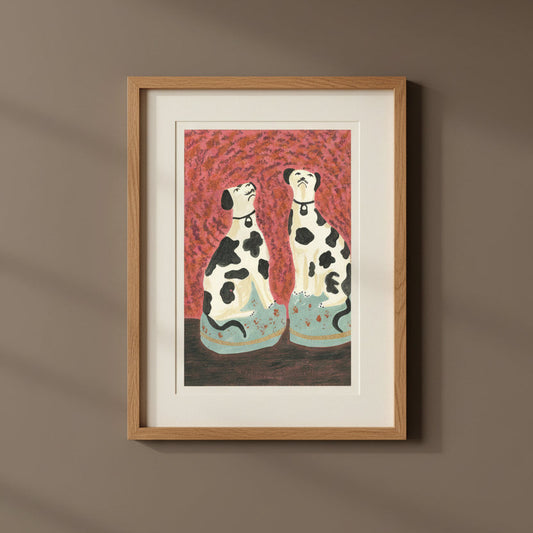 Staffordshire Dalmatian Dog Art Print – Fine Art Giclée Print by Melanie Lewis | Folk-Inspired British Home Decor