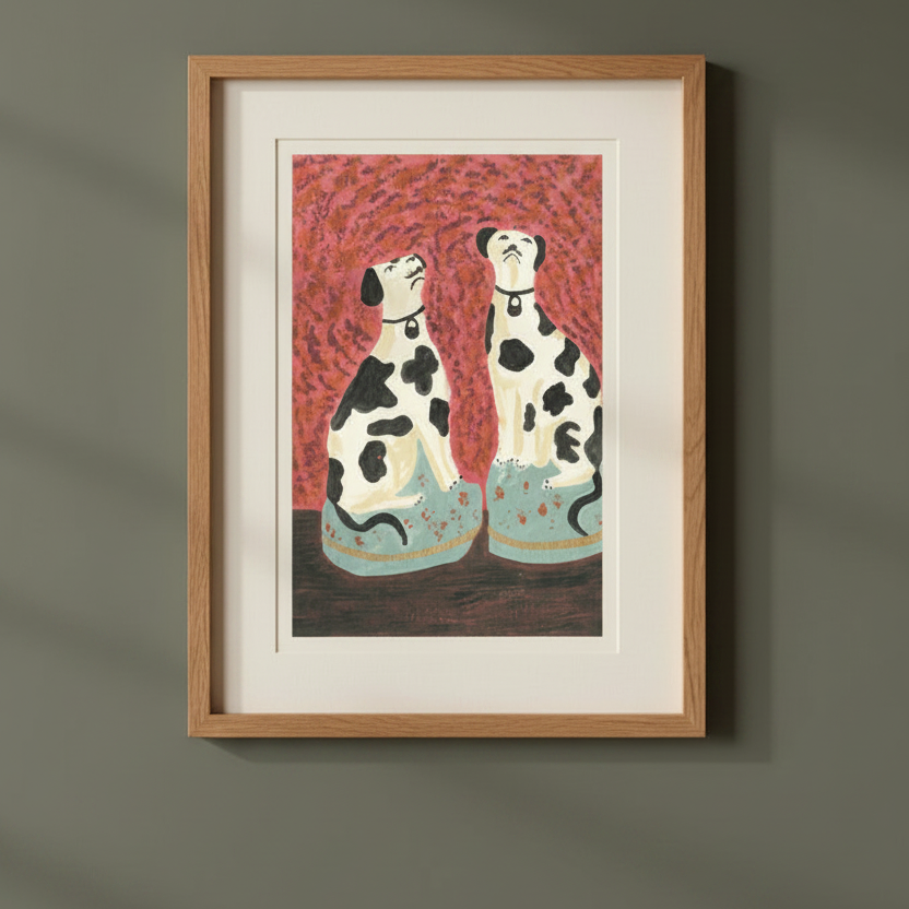 Staffordshire Dalmatian Dog Art Print – Fine Art Giclée Print by Melanie Lewis | Folk-Inspired British Home Decor