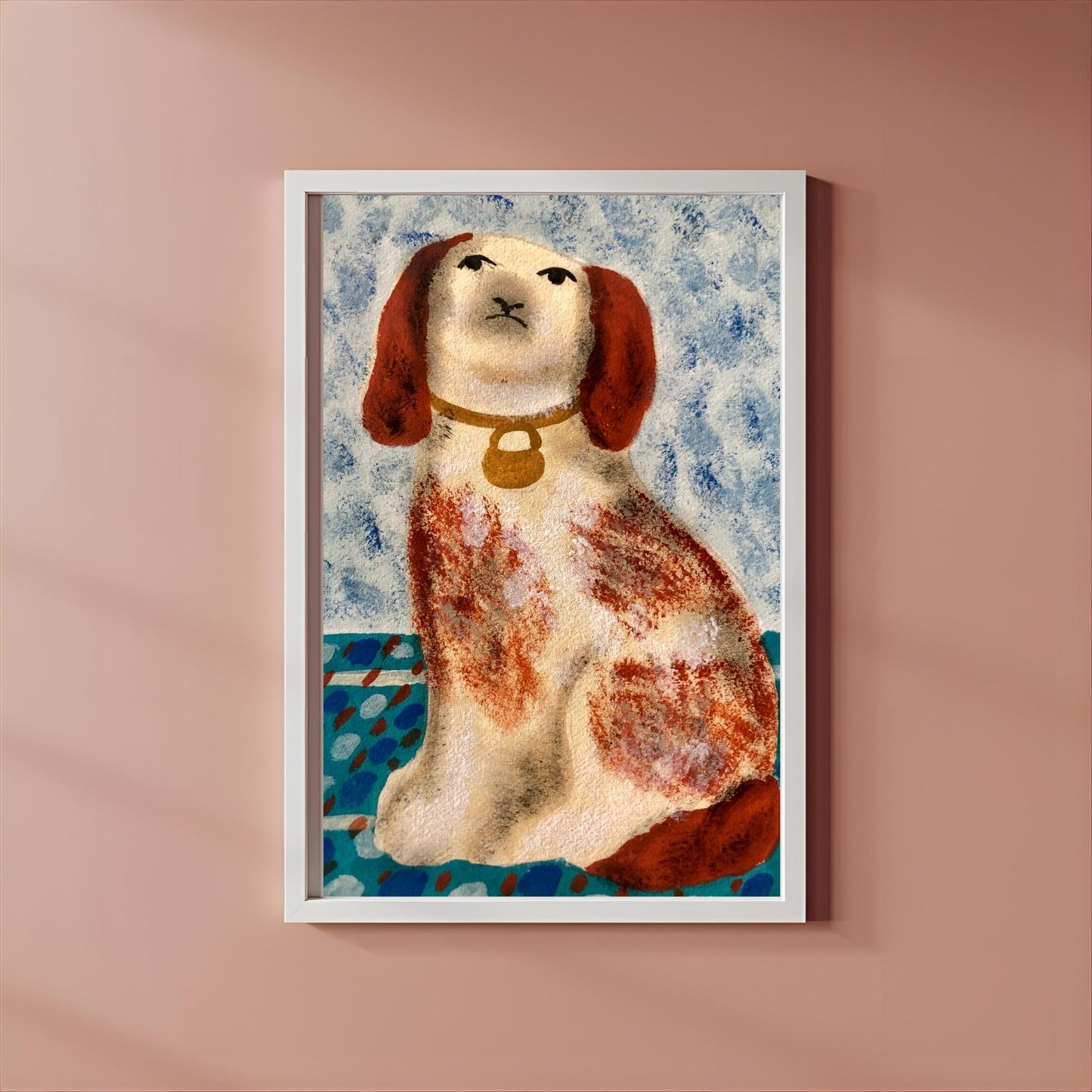 Percival the Blue Spaniel – Fine Art Giclee Print Inspired by Staffordshire Pottery