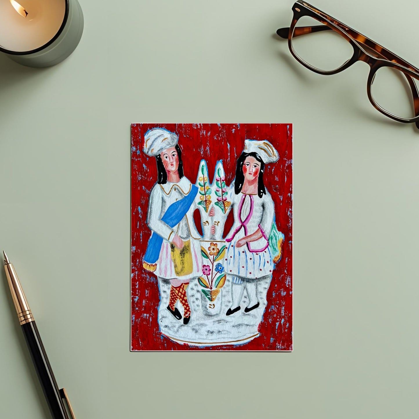 Staffordshire Figure, Greeting Card - blank inside