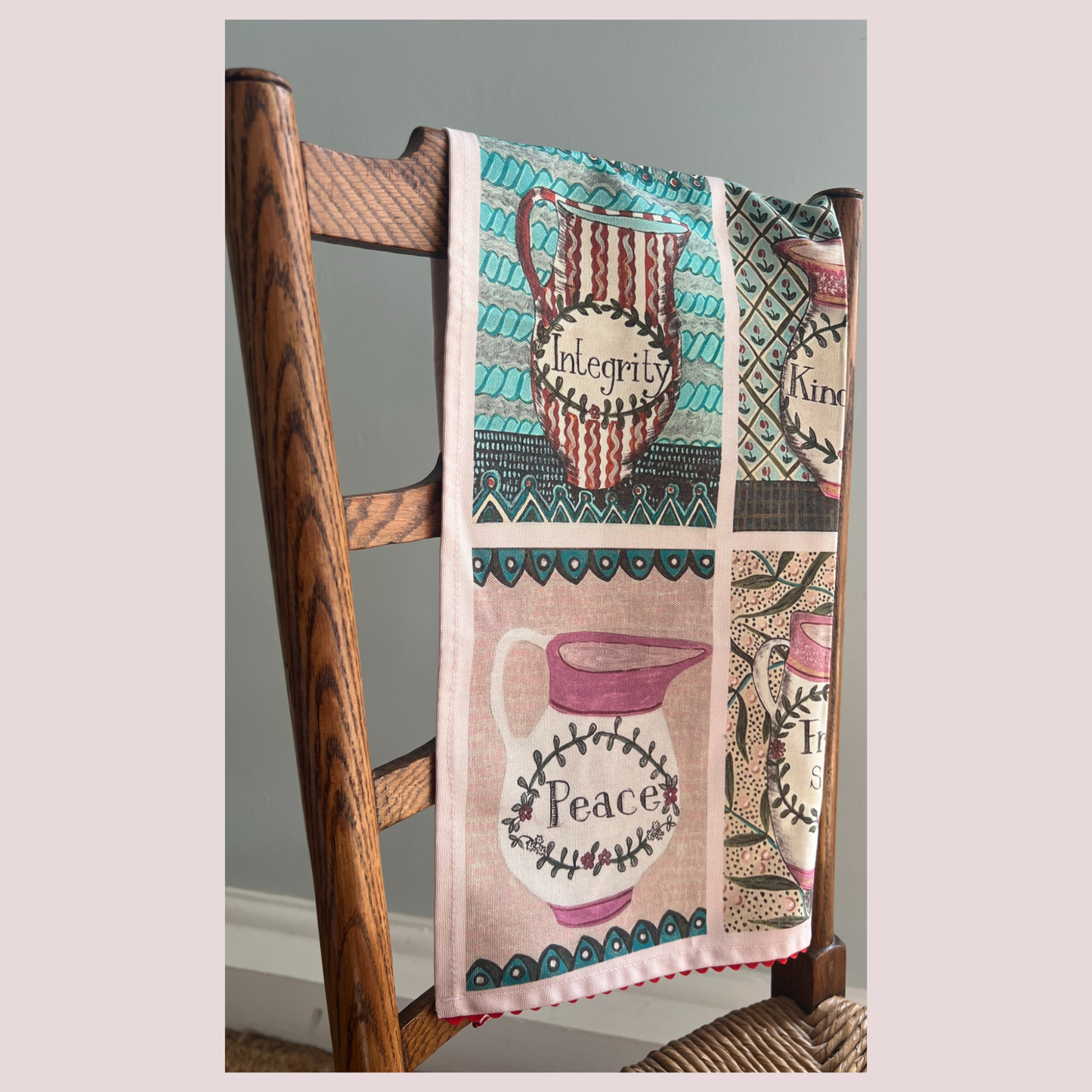 Personal Values Tea Towel with Ric Rac Trim