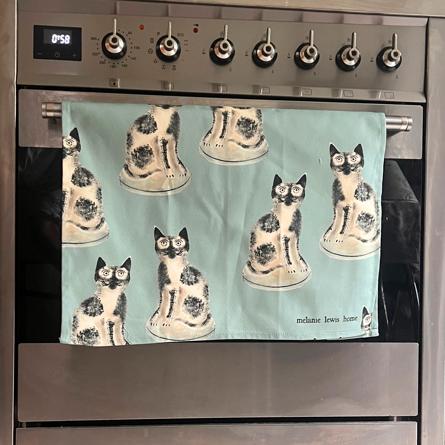 Staffordshire Cat Tea Towel | Melanie Lewis Home