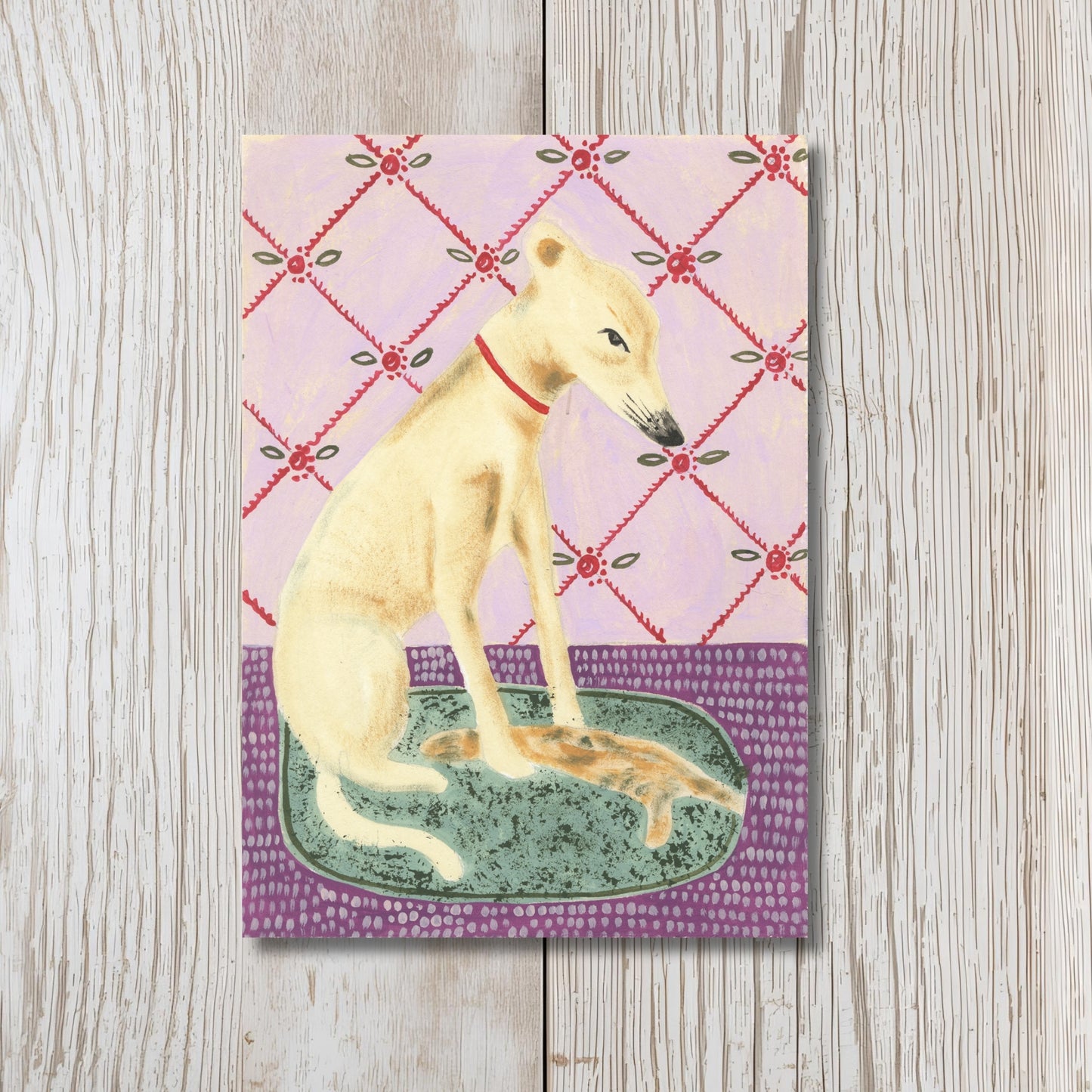 Staffordshire Whippet Greeting Card - blank inside