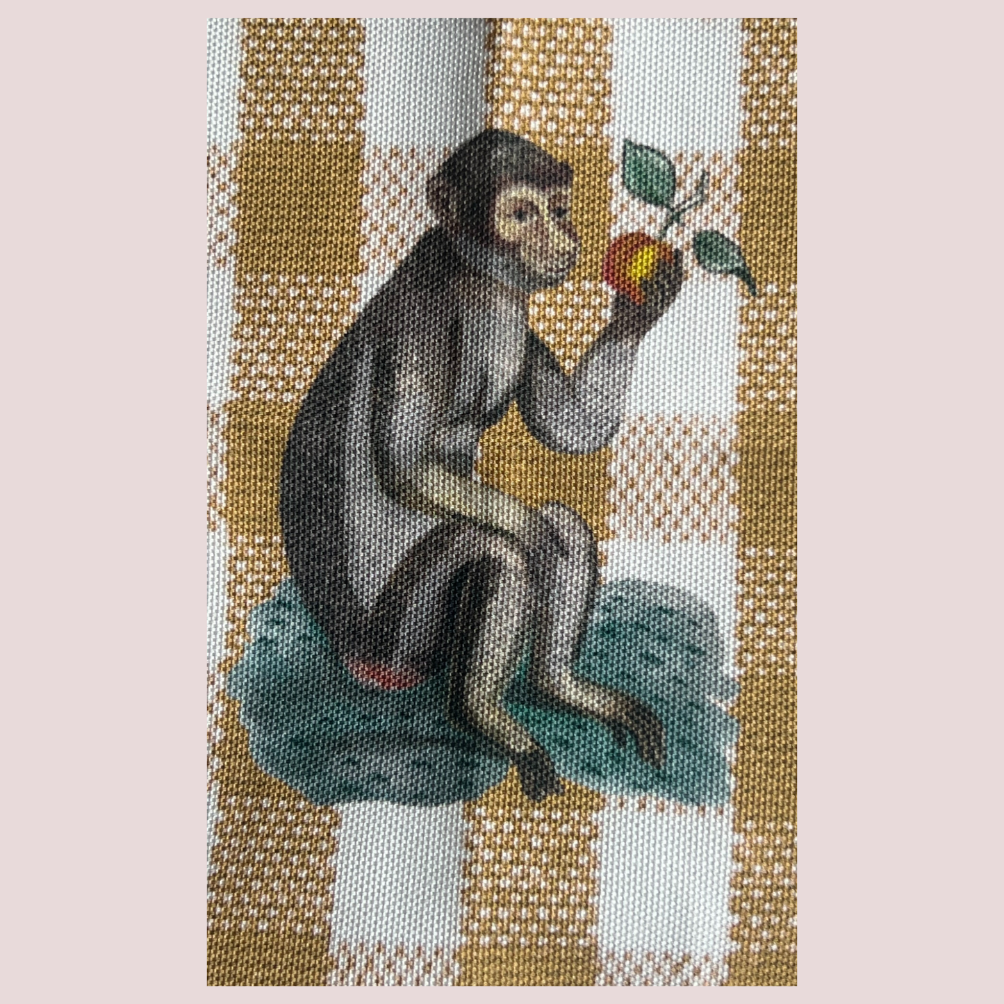Gingham Monkey Tea Towel