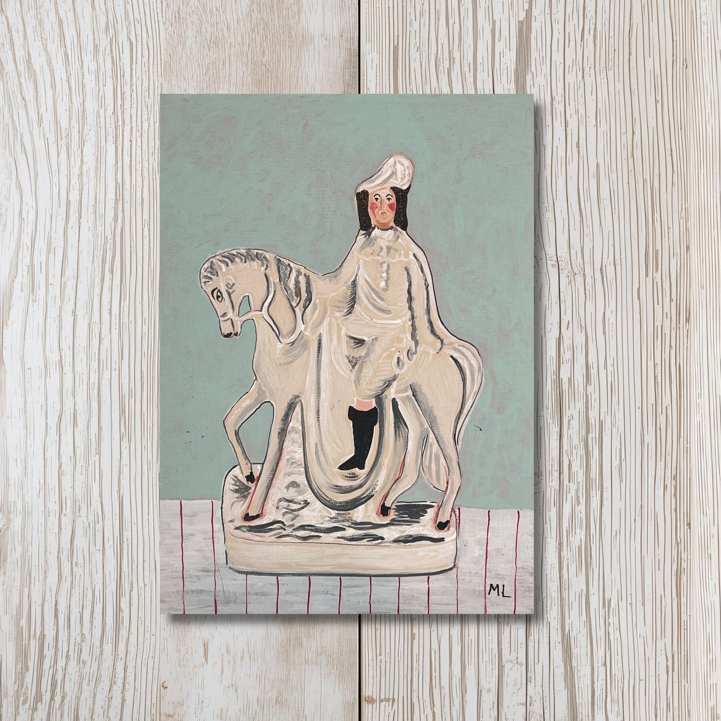 Staffordshire Figure of a man on a horse, Greeting Card - blank inside