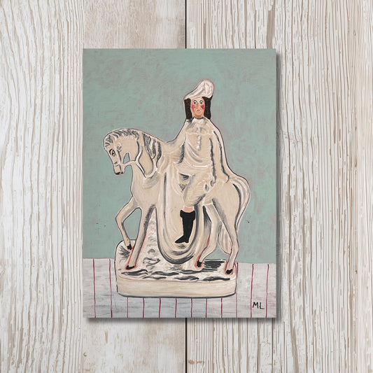 Staffordshire Figure of a man on a horse, Greeting Card - blank inside