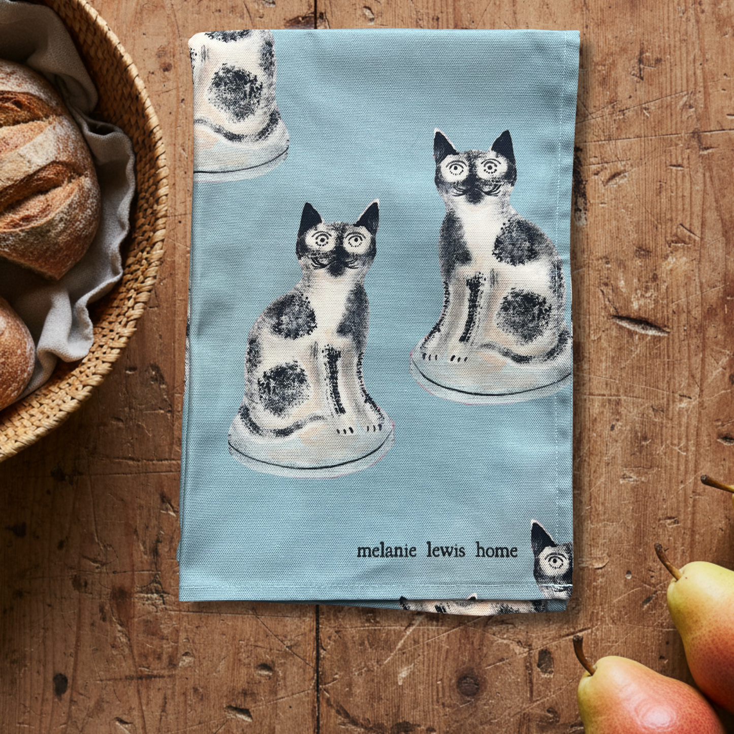 Staffordshire Cat Tea Towel | Melanie Lewis Home