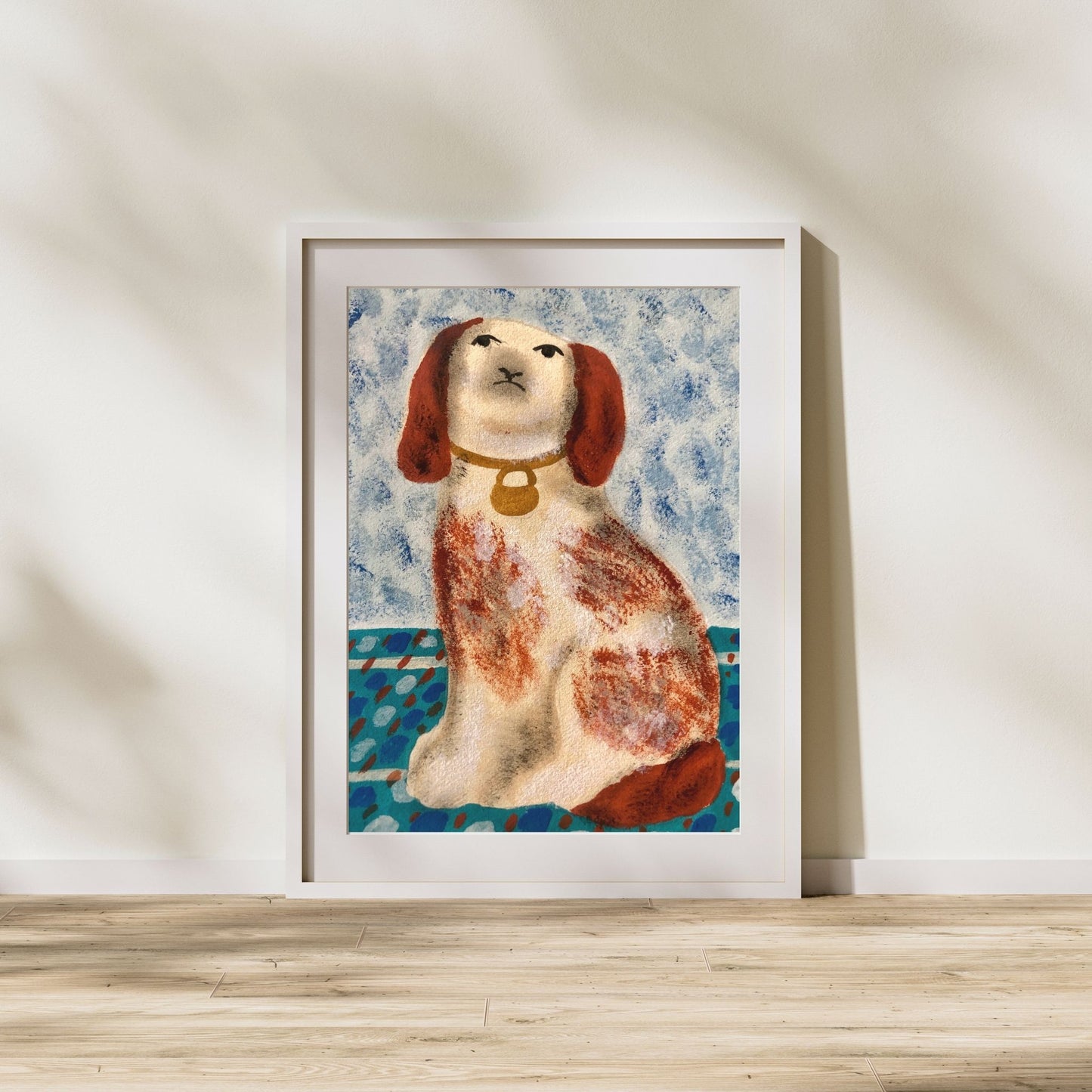Percival the Blue Spaniel – Fine Art Giclee Print Inspired by Staffordshire Pottery