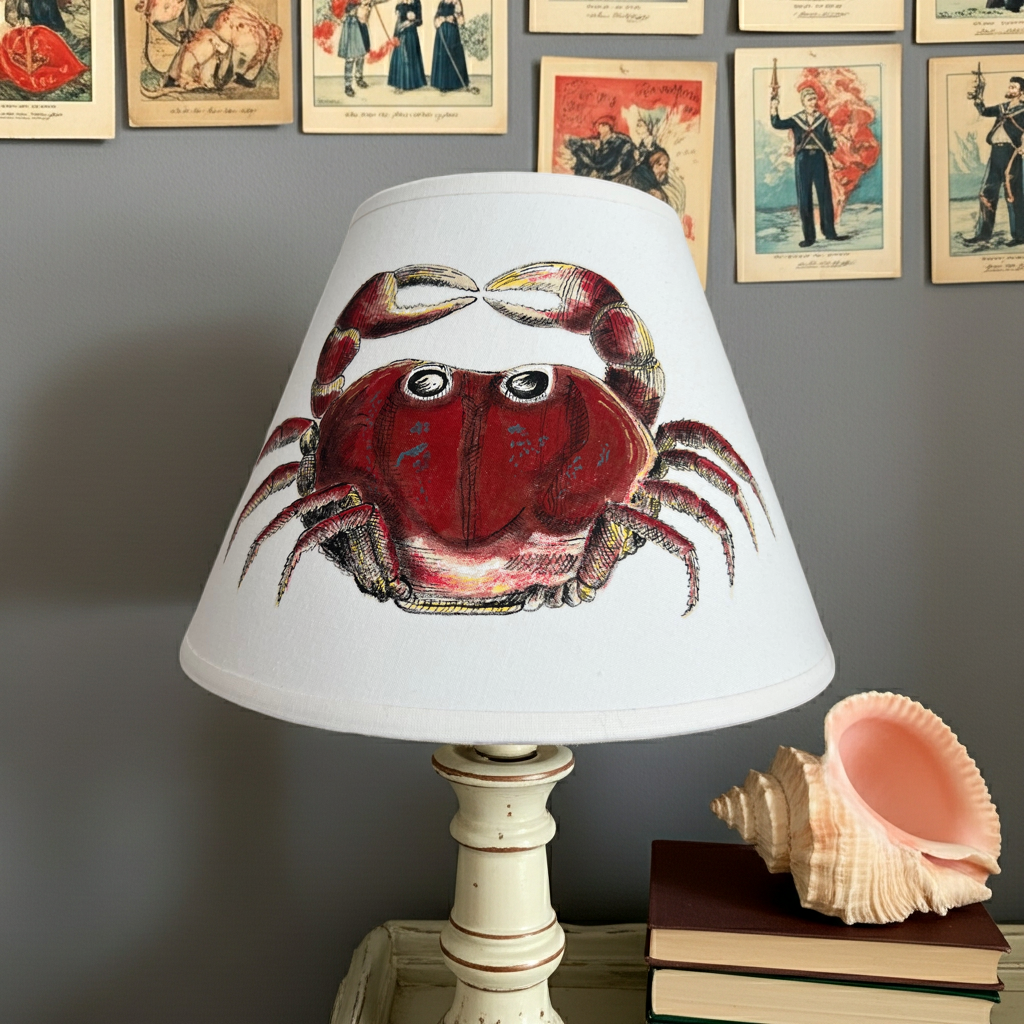 Hand Painted Lampshade - One-off Crab decorative shade