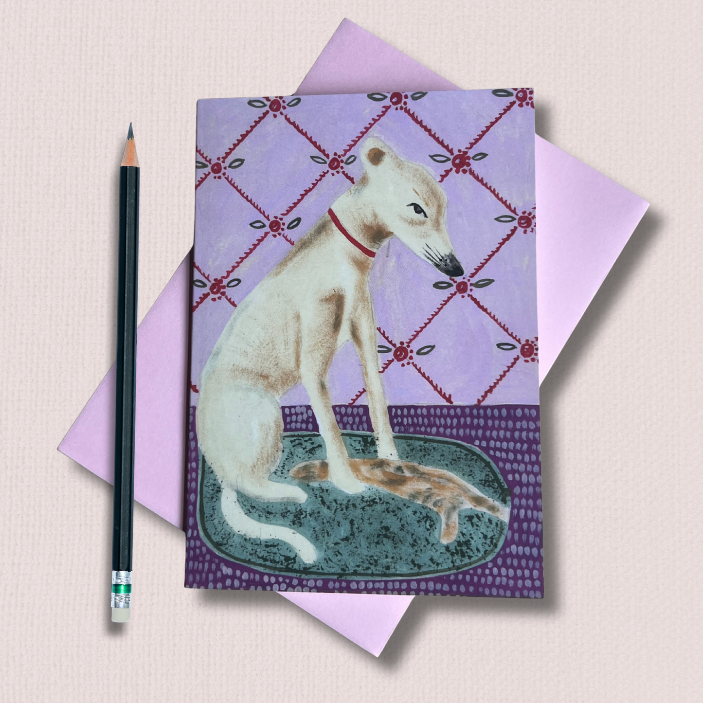 Staffordshire Whippet Greeting Card - blank inside