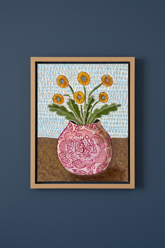 Daisies in Pink Floral Jug - Original Artwork