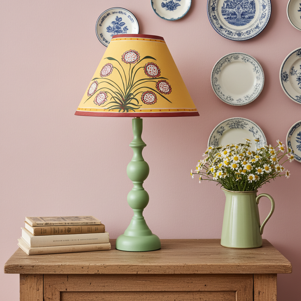 Hand painted botanical daisy lampshade by Melanie Lewis