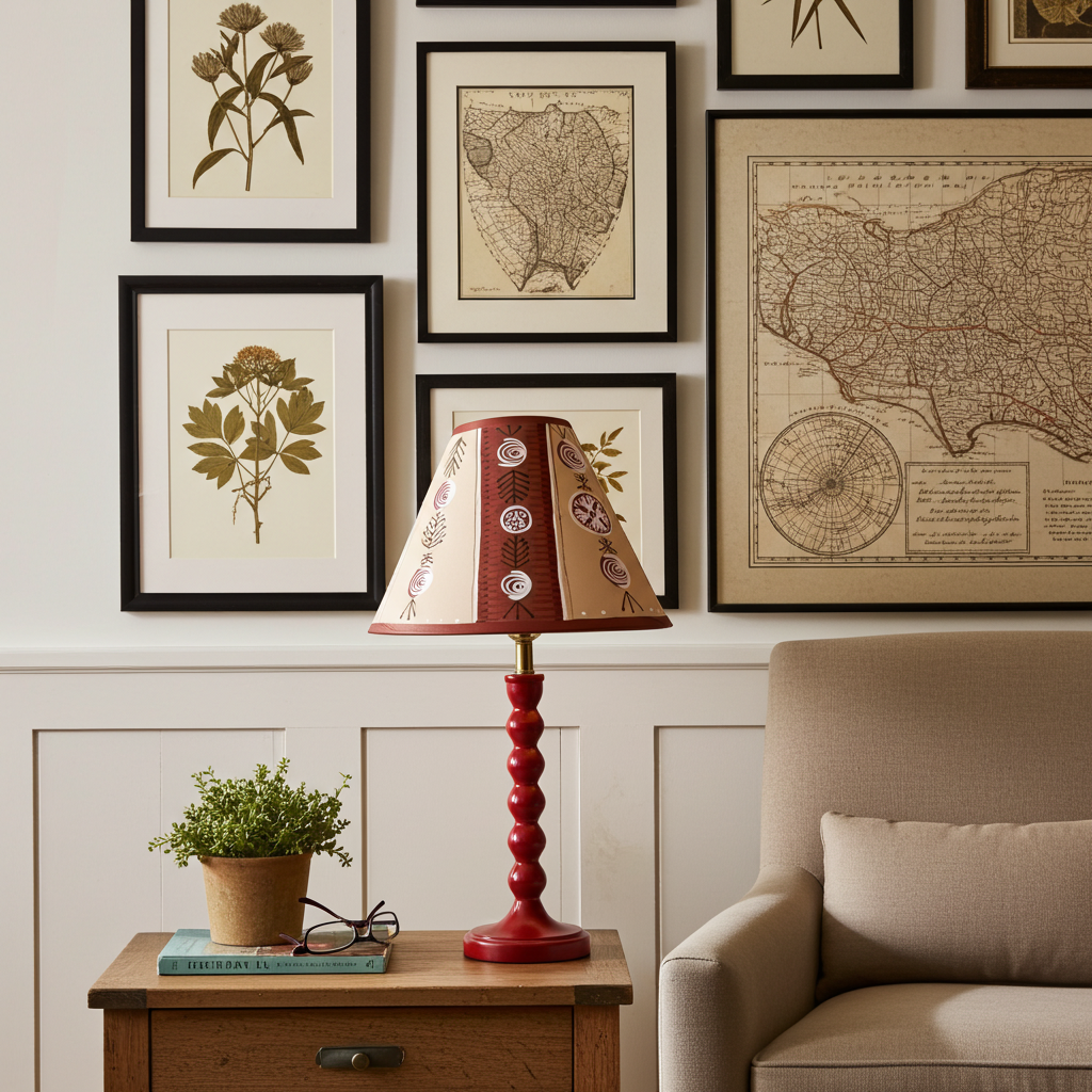 Calke Abbey Folk Art Lampshade – Hand Painted
