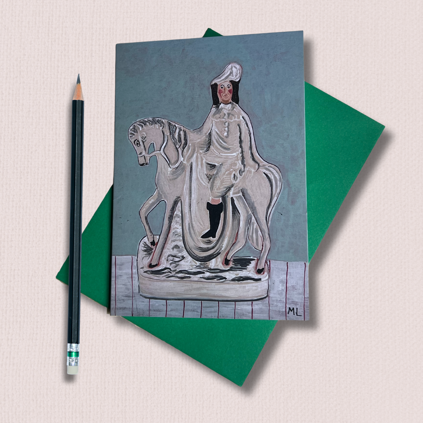 Staffordshire Figure of a man on a horse, Greeting Card - blank inside