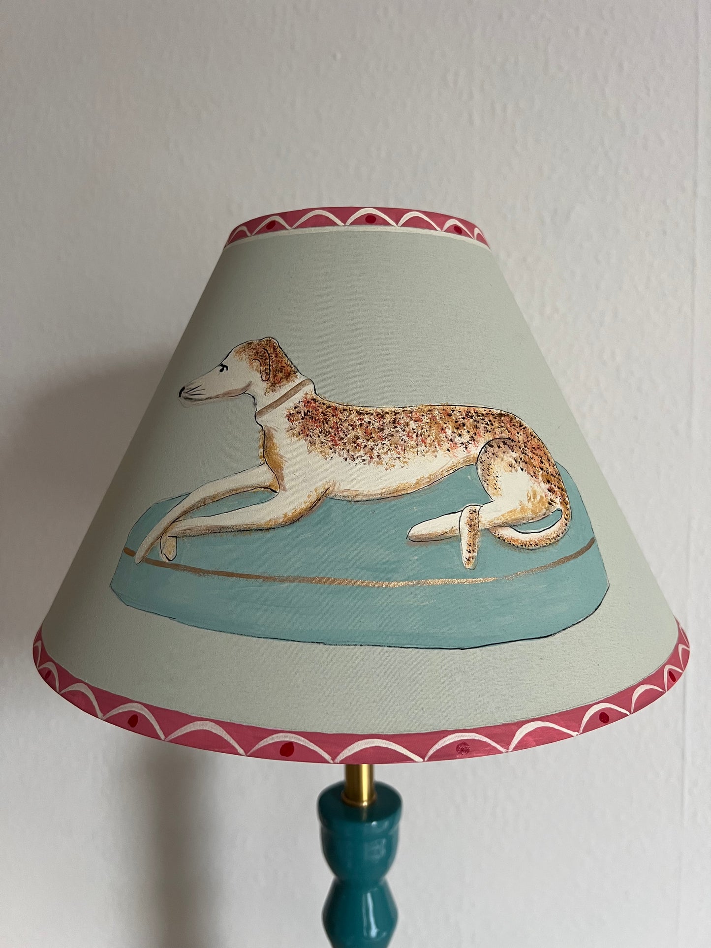 Hand Painted Lampshade - Staffordshire Greyhound  (a matching pair available, this listing is for ONE shade only) (Copy)