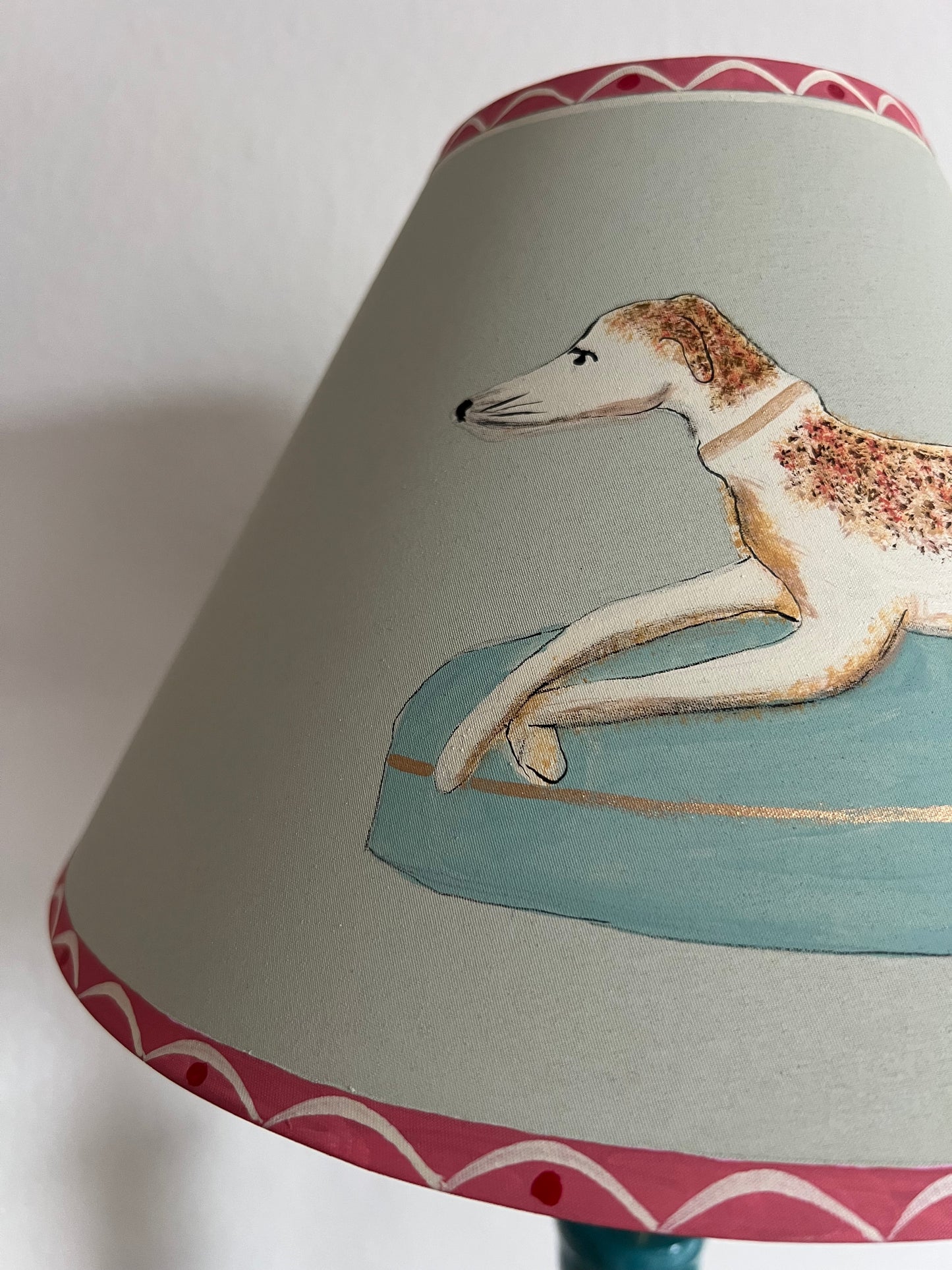 Hand Painted Lampshade - Staffordshire Greyhound  (a matching pair available, this listing is for ONE shade only) (Copy)