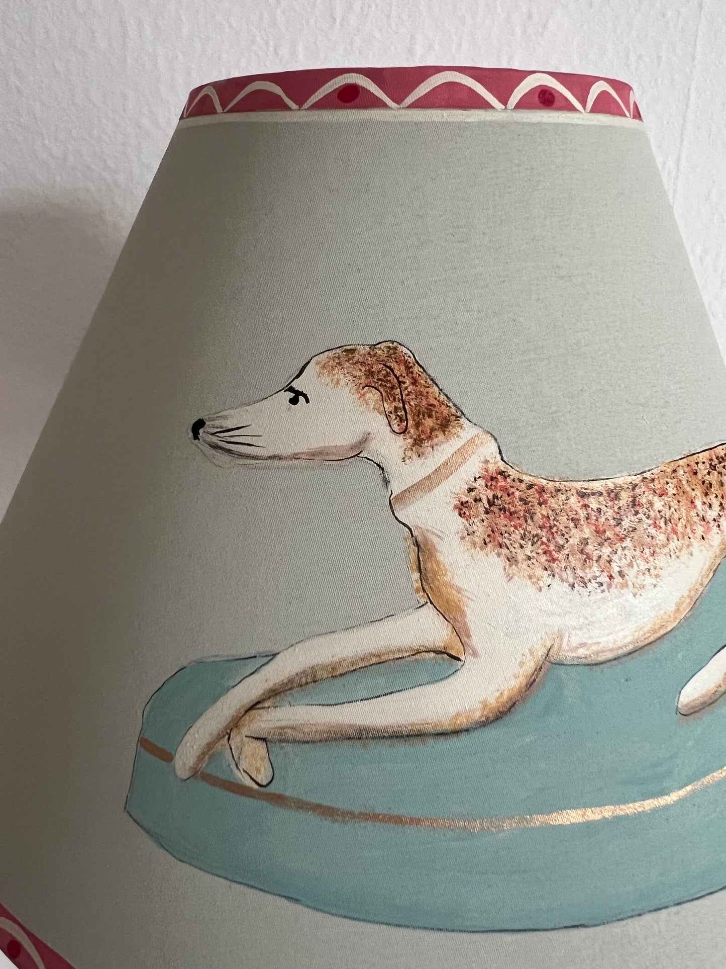 Hand Painted Lampshade - Staffordshire Greyhound  (a matching pair available, this listing is for ONE shade only) (Copy)