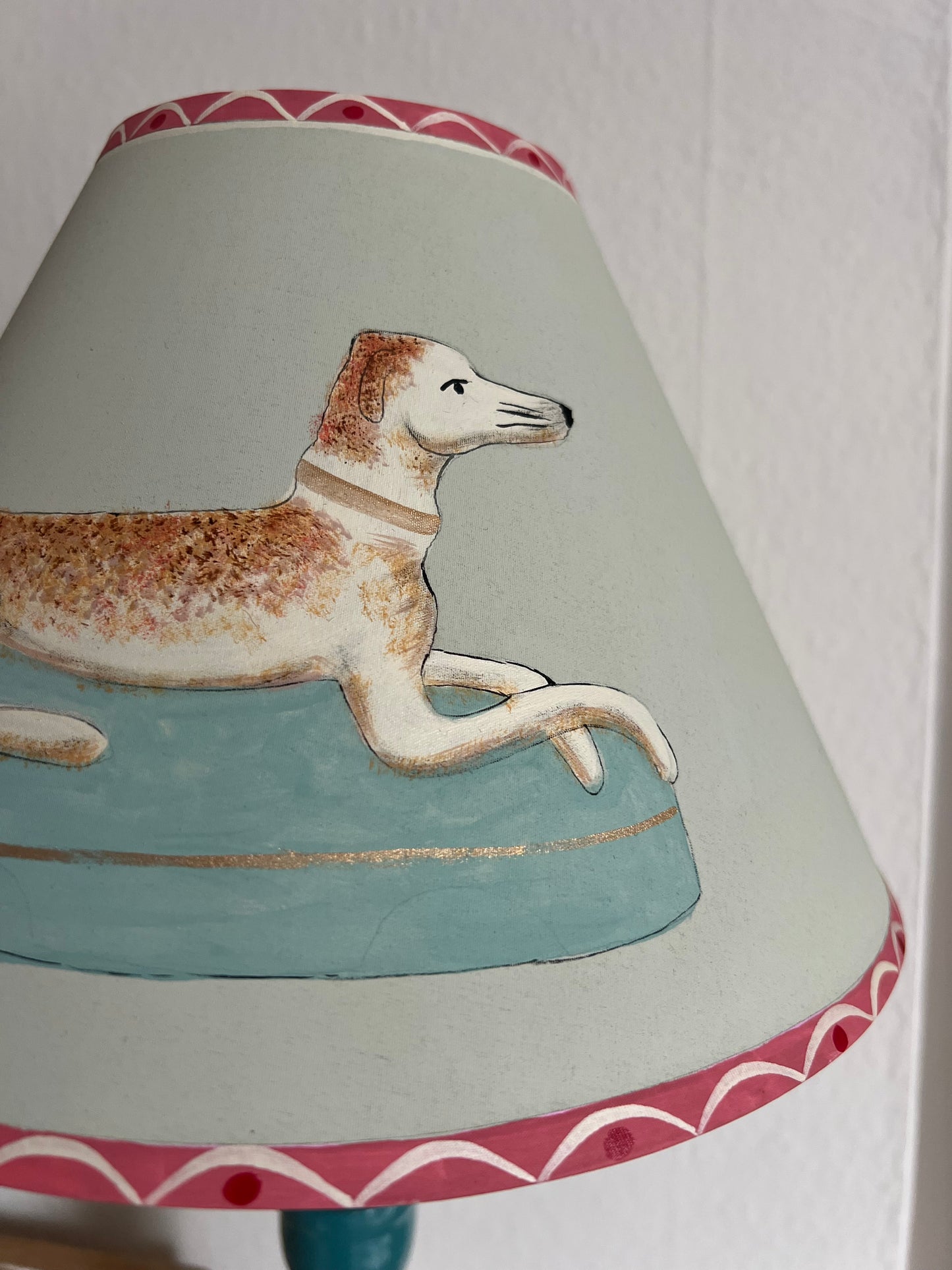 Hand Painted Lampshade - Staffordshire Greyhound  (a matching pair available, this listing is for ONE shade only) (Copy)