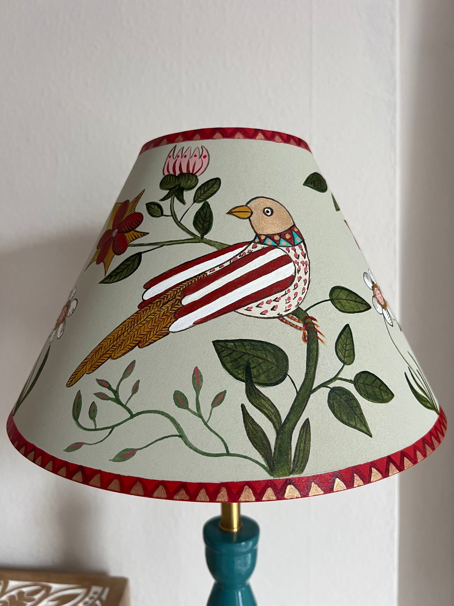 Folk Art Bird Hand Painted Lampshade