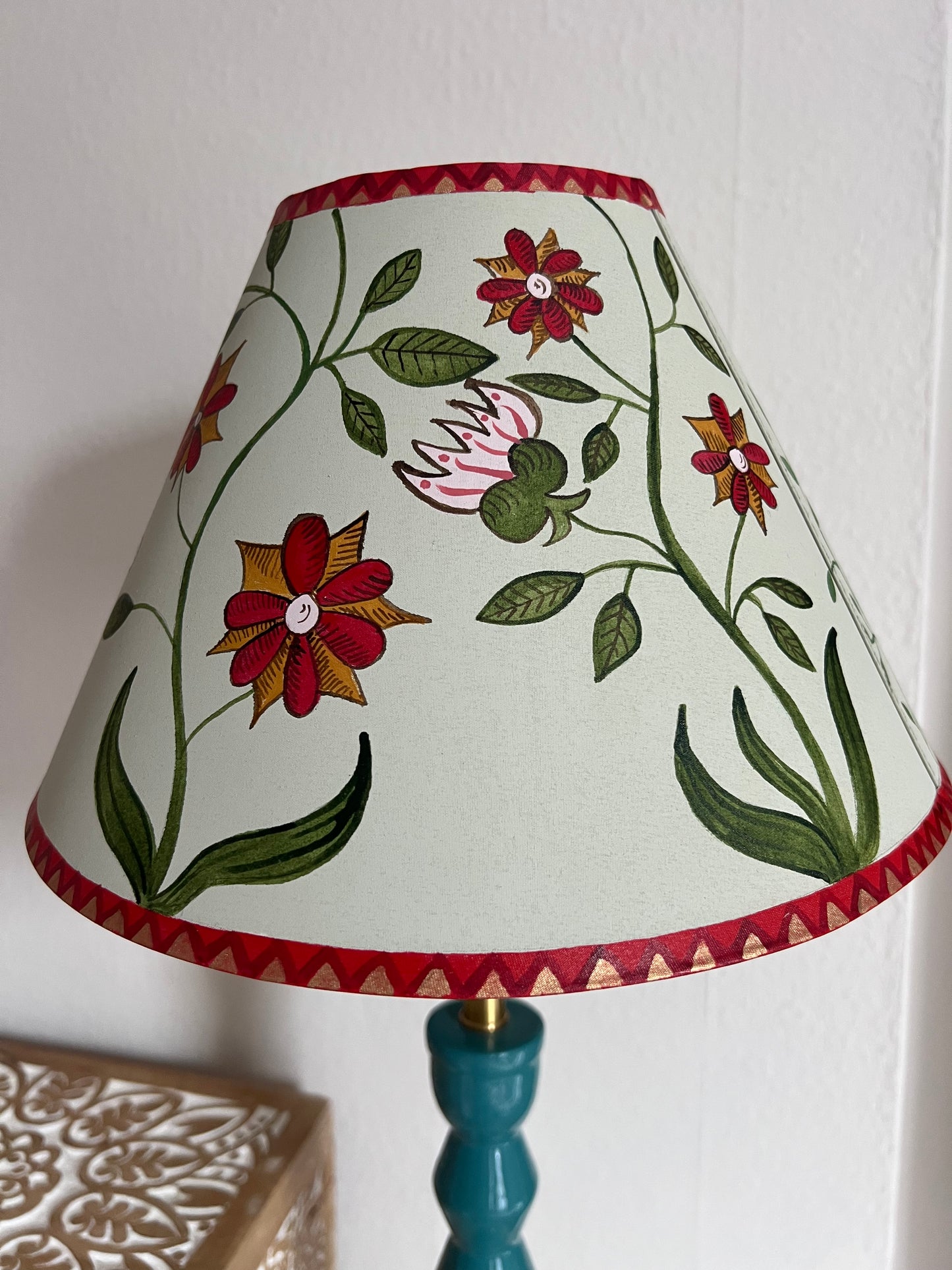 Folk Art Bird Hand Painted Lampshade
