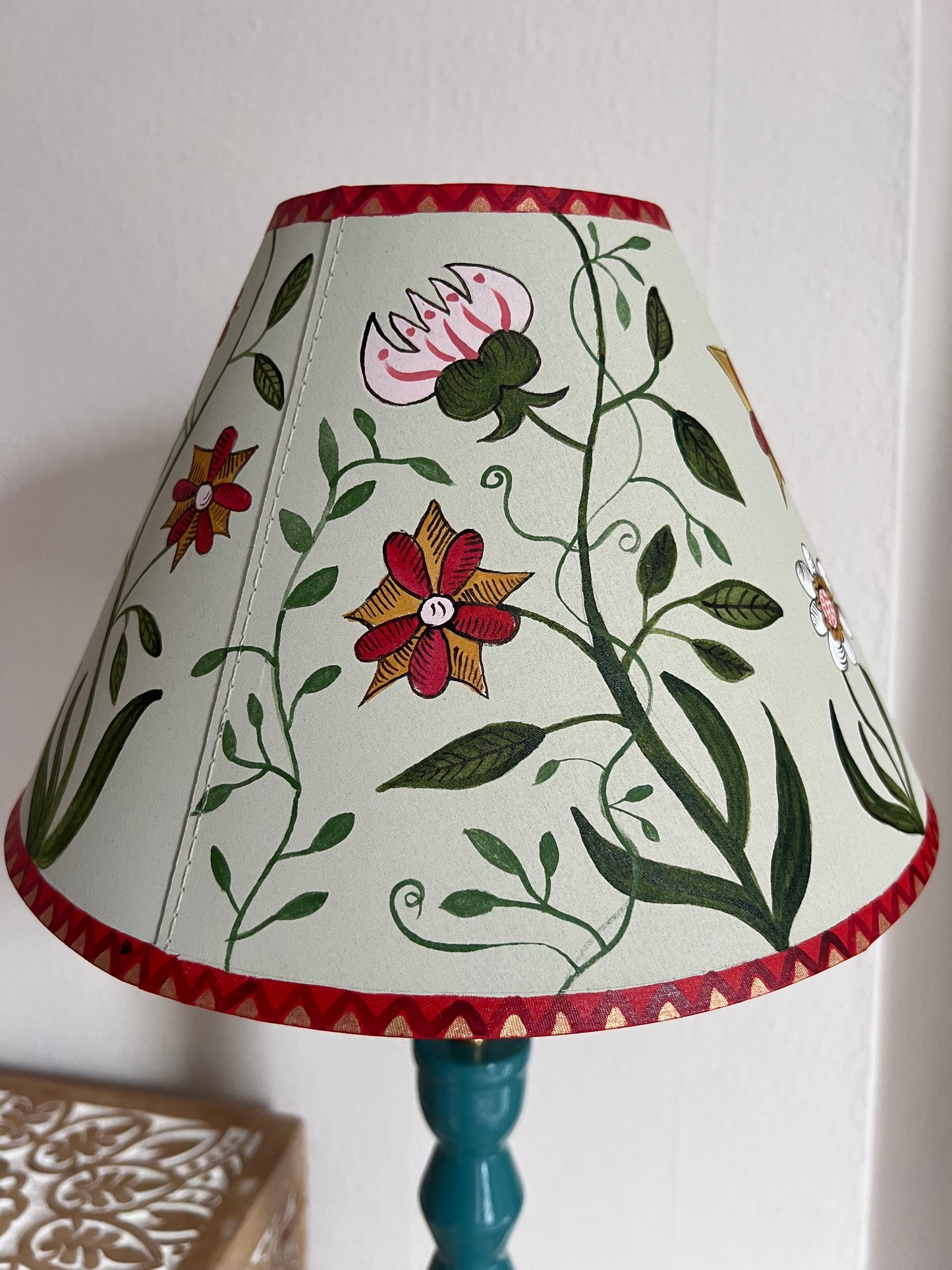 Folk Art Bird Hand Painted Lampshade