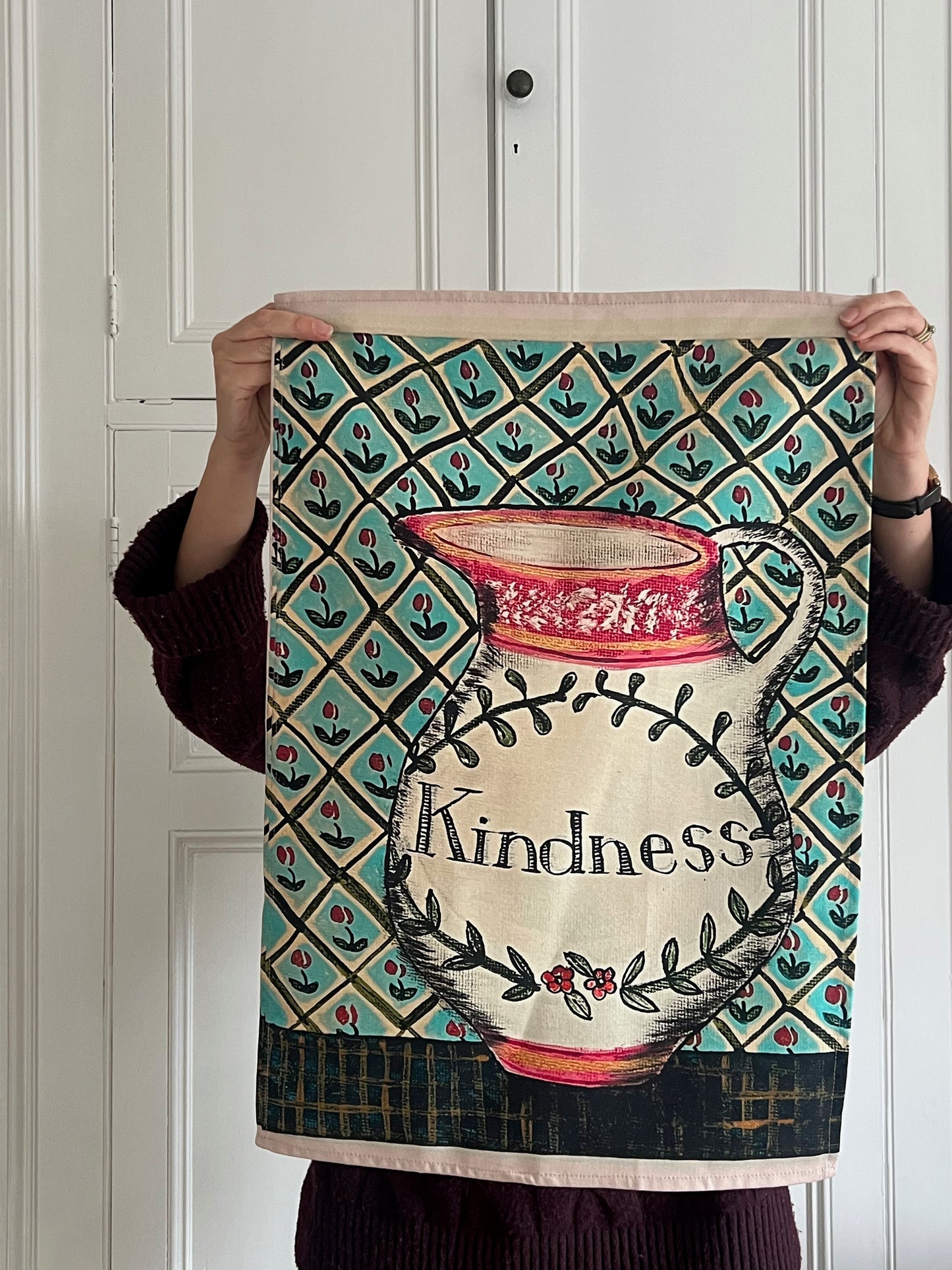 Kindness Jug Tea Towel – Folk Art Collection - SAMPLE